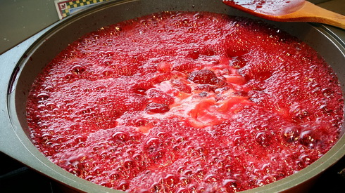 Sugar and berries are boiled food preserving workshops berry jams